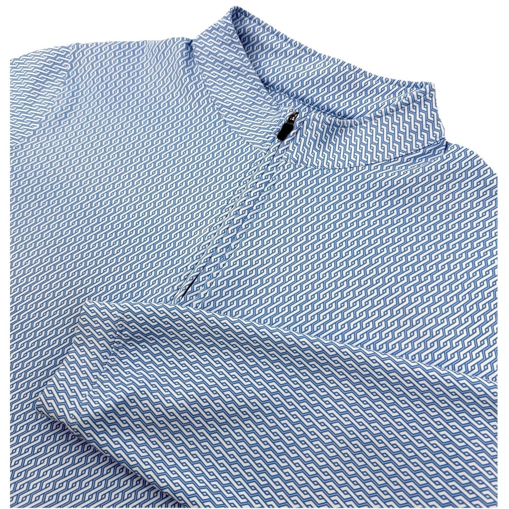 USA Palm Mens XXL 1/4 Zip Golf Pullover Light Blue Geometric Performance